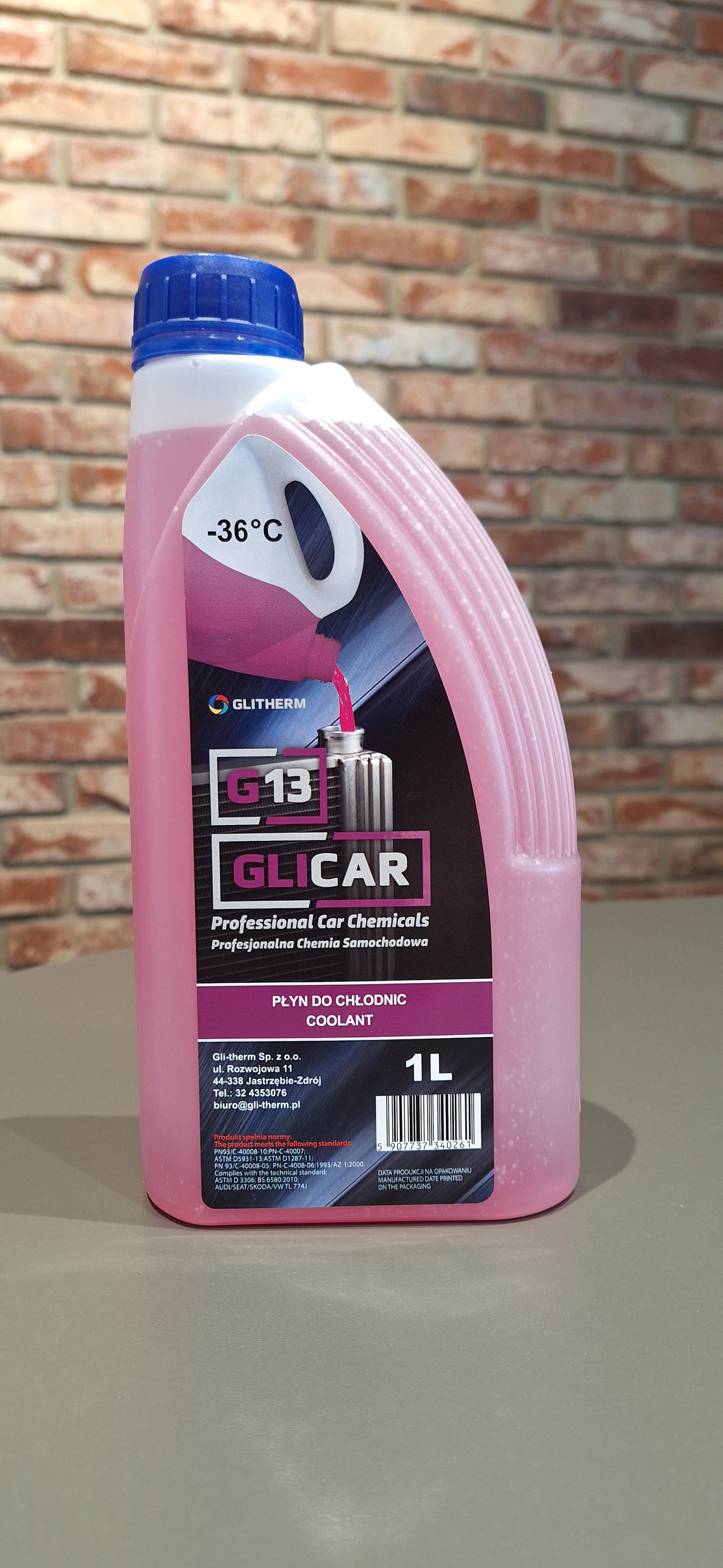 PLYN DO CHLODNIC GLICAR -36C PURPUROWY   G13 - GOTOWY PN93/C-40008-10 PN-C-40007 ASTM GLICAR G13 1L AMTRA